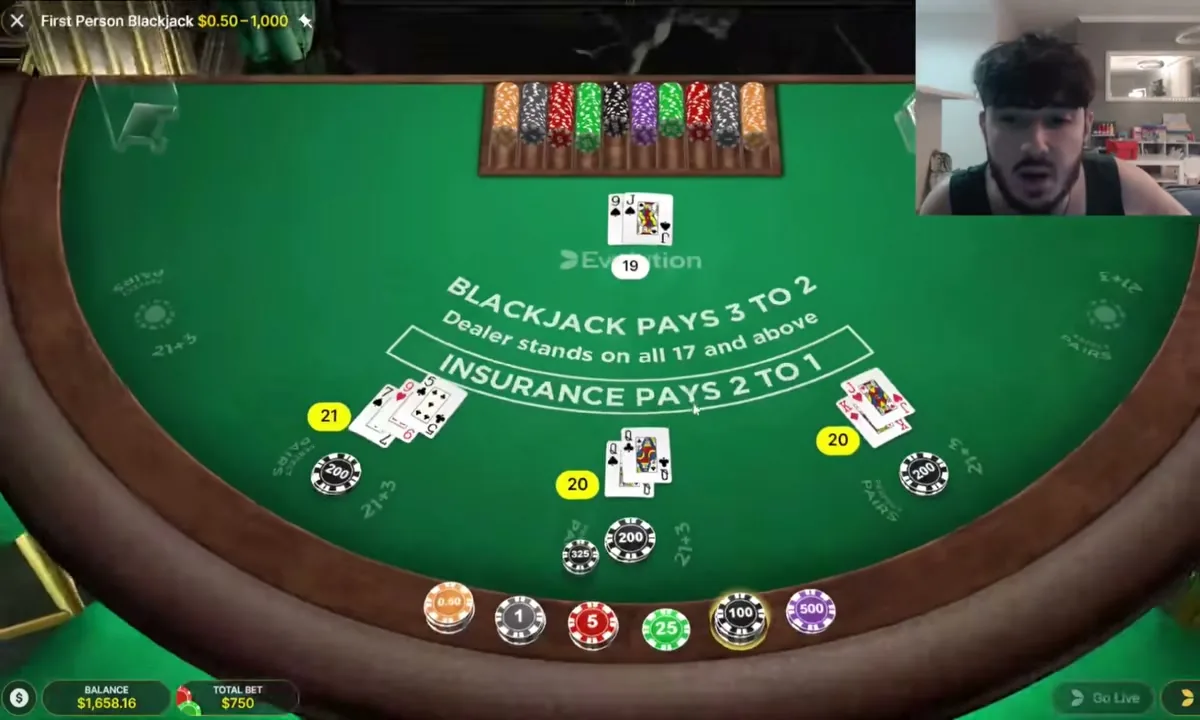 First Person Blackjack — partida en vivo
