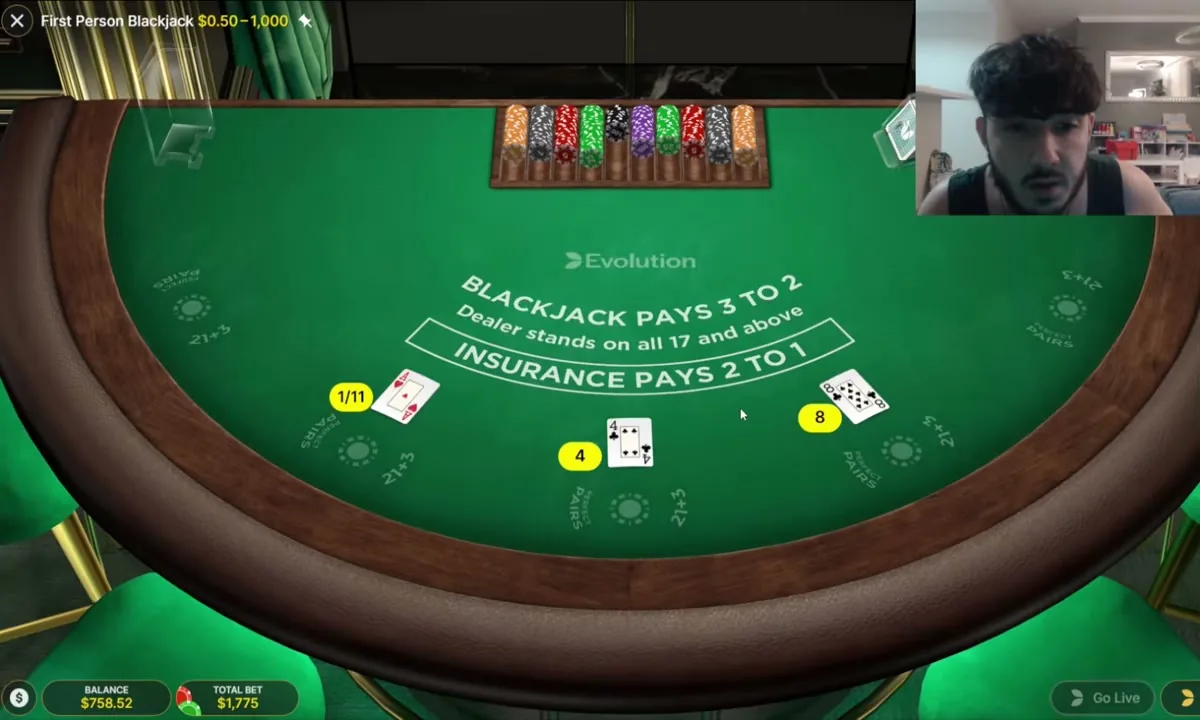 First Person Blackjack — partida en vivo