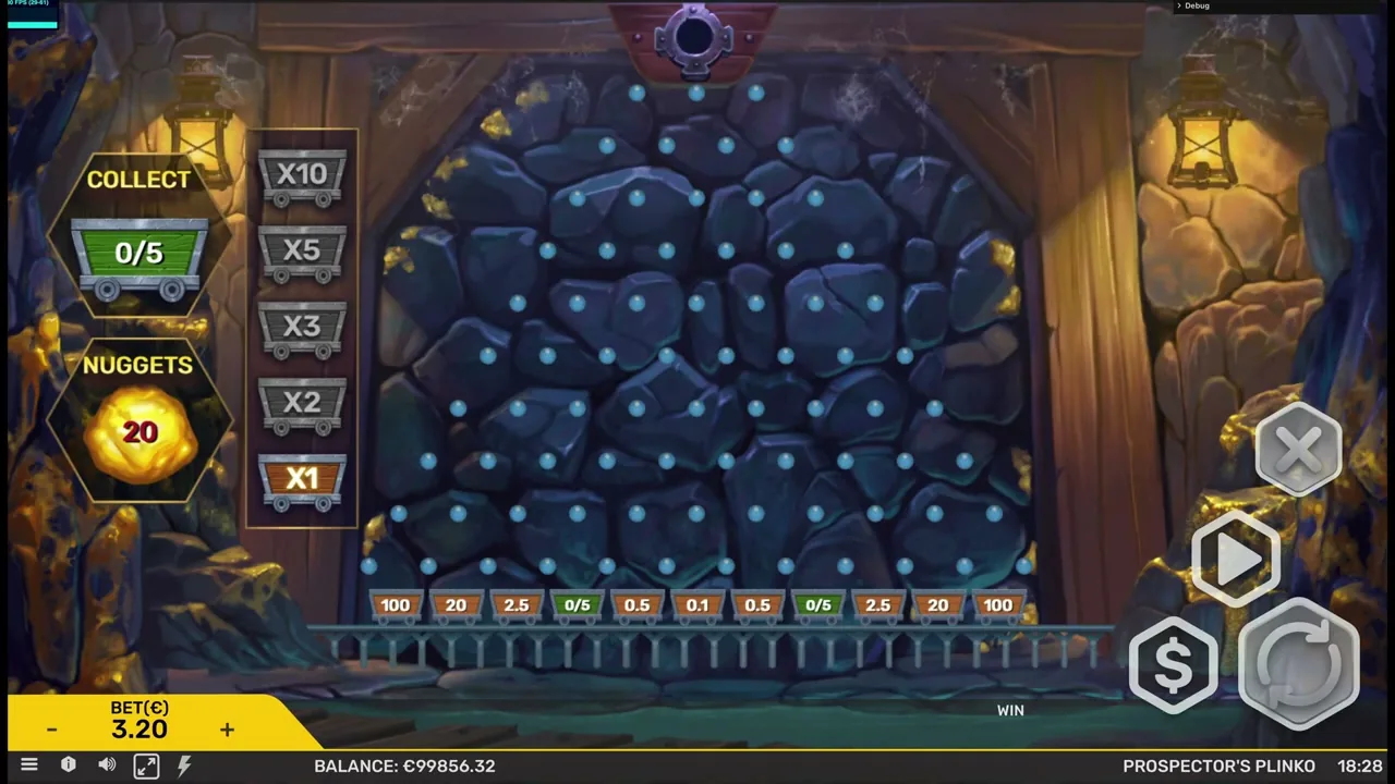 Golden Plinko — partida en vivo