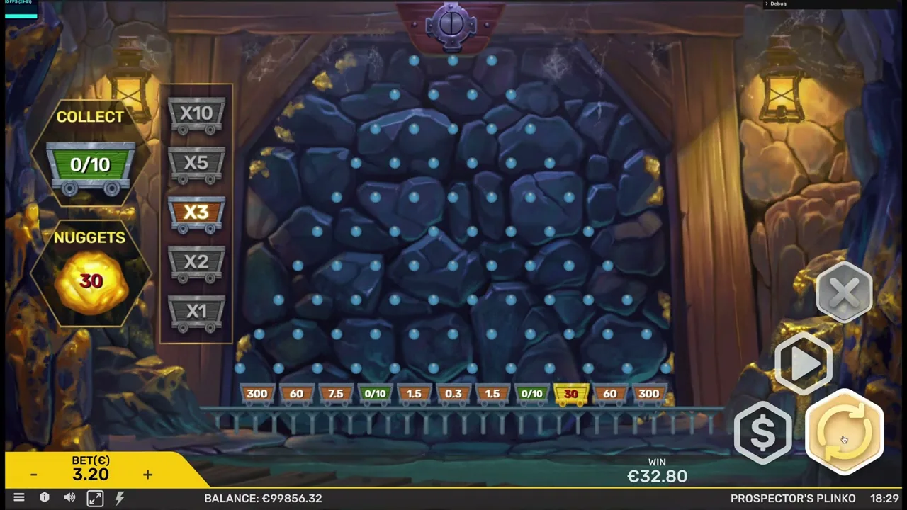 Golden Plinko — partida en vivo