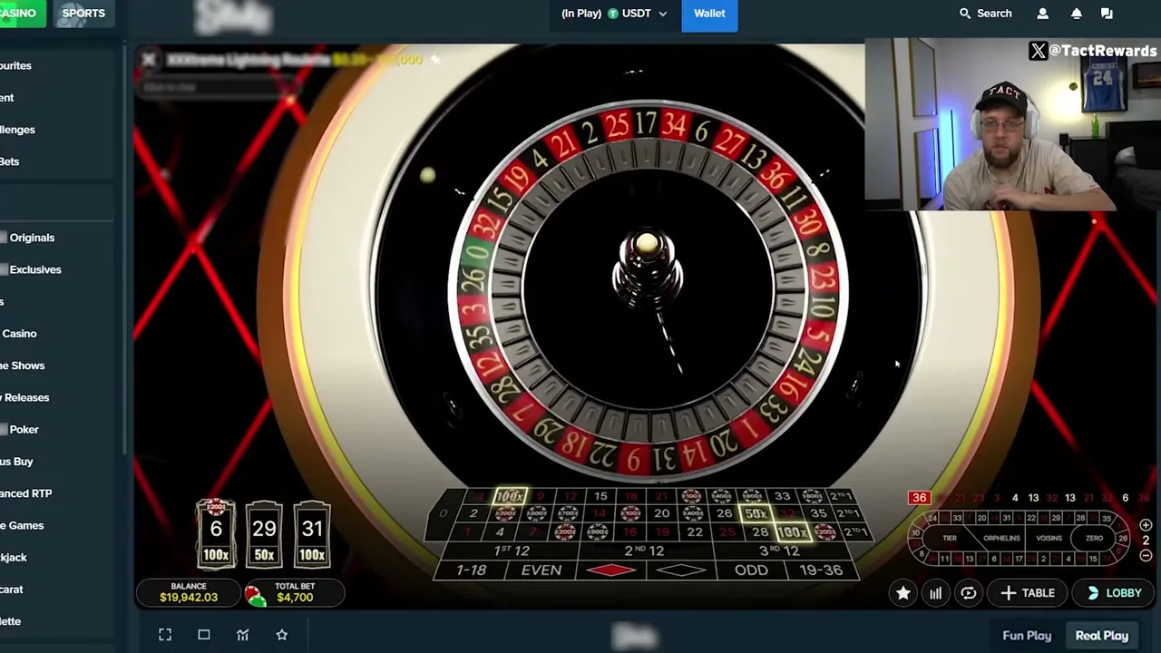 Lightning Roulette — partida en vivo