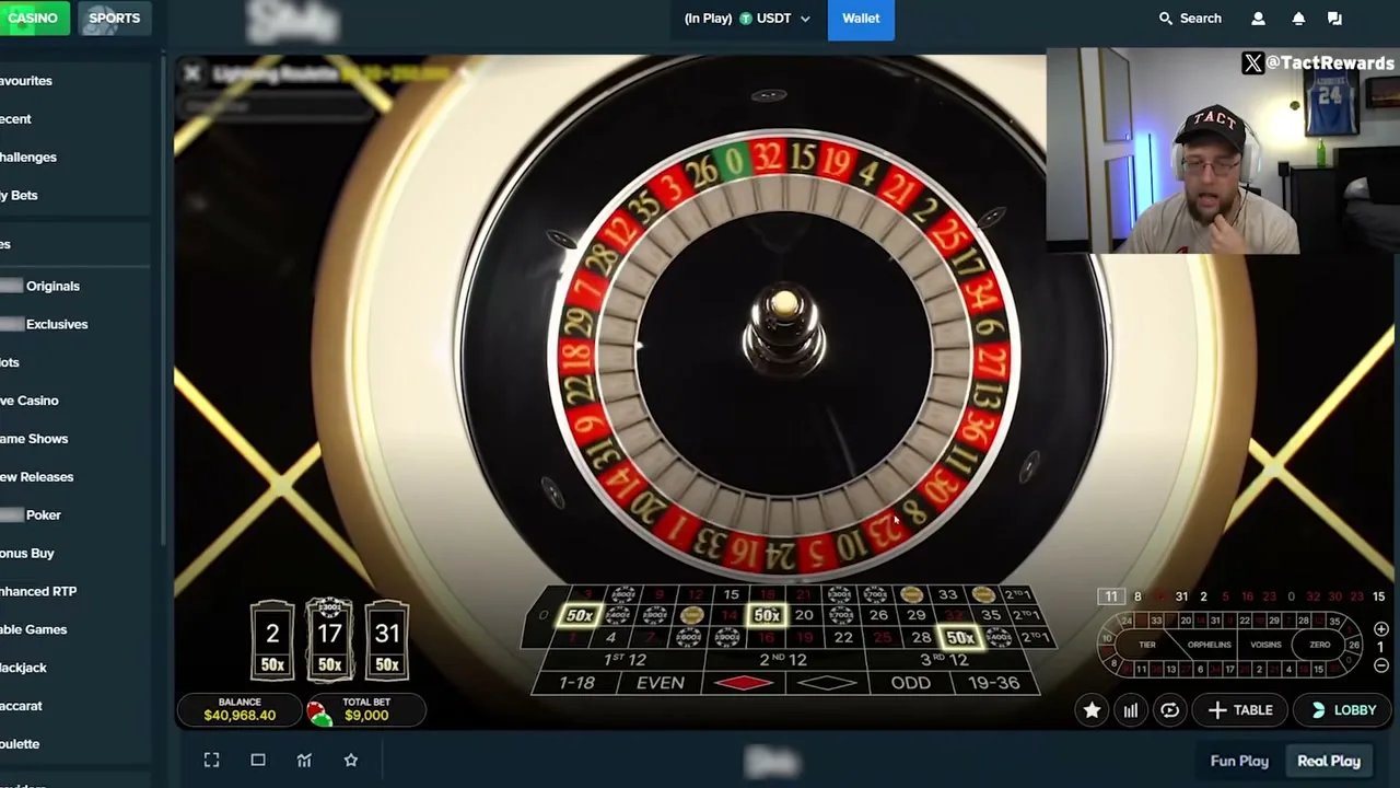 Lightning Roulette — partida en vivo