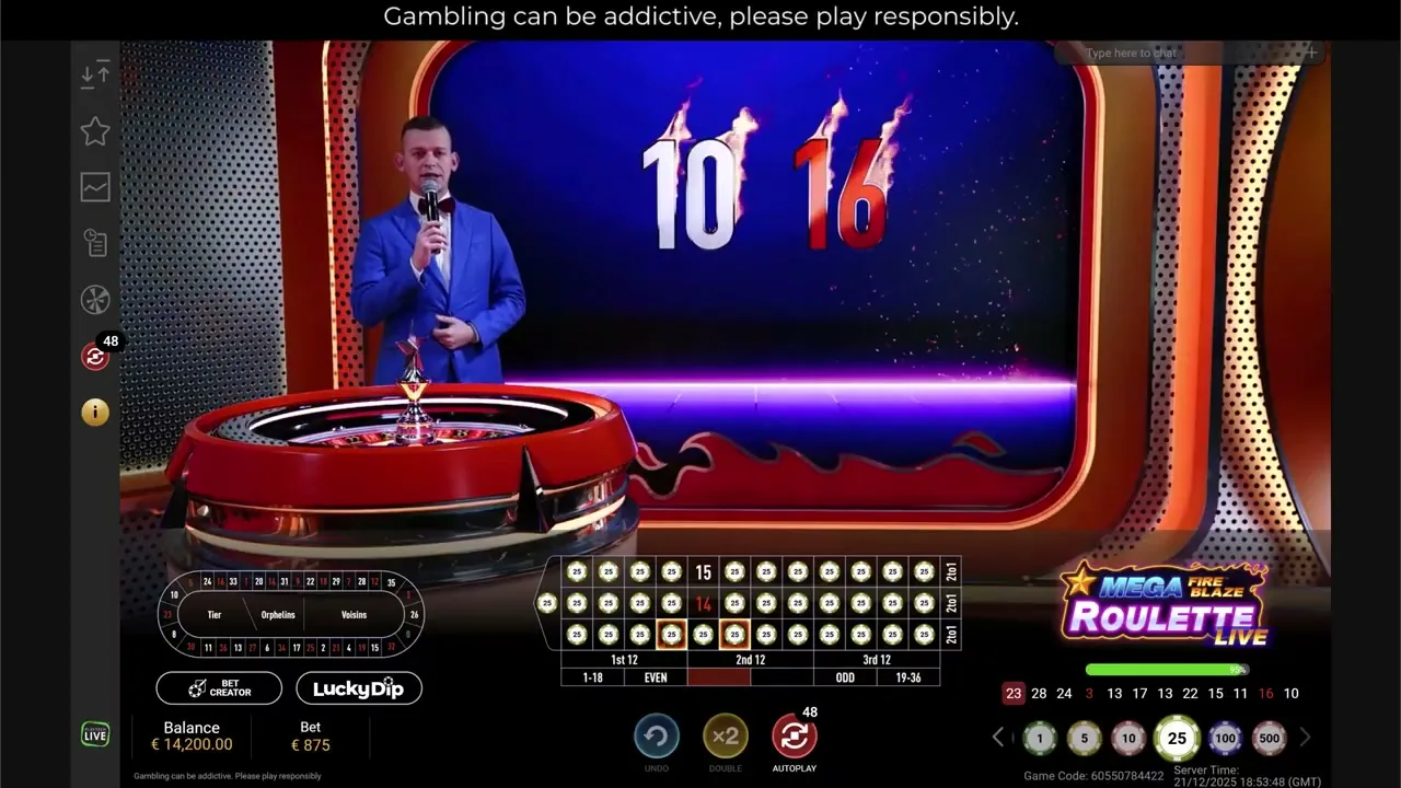 Mega Fire Blaze Ruleta Espana — partida en vivo