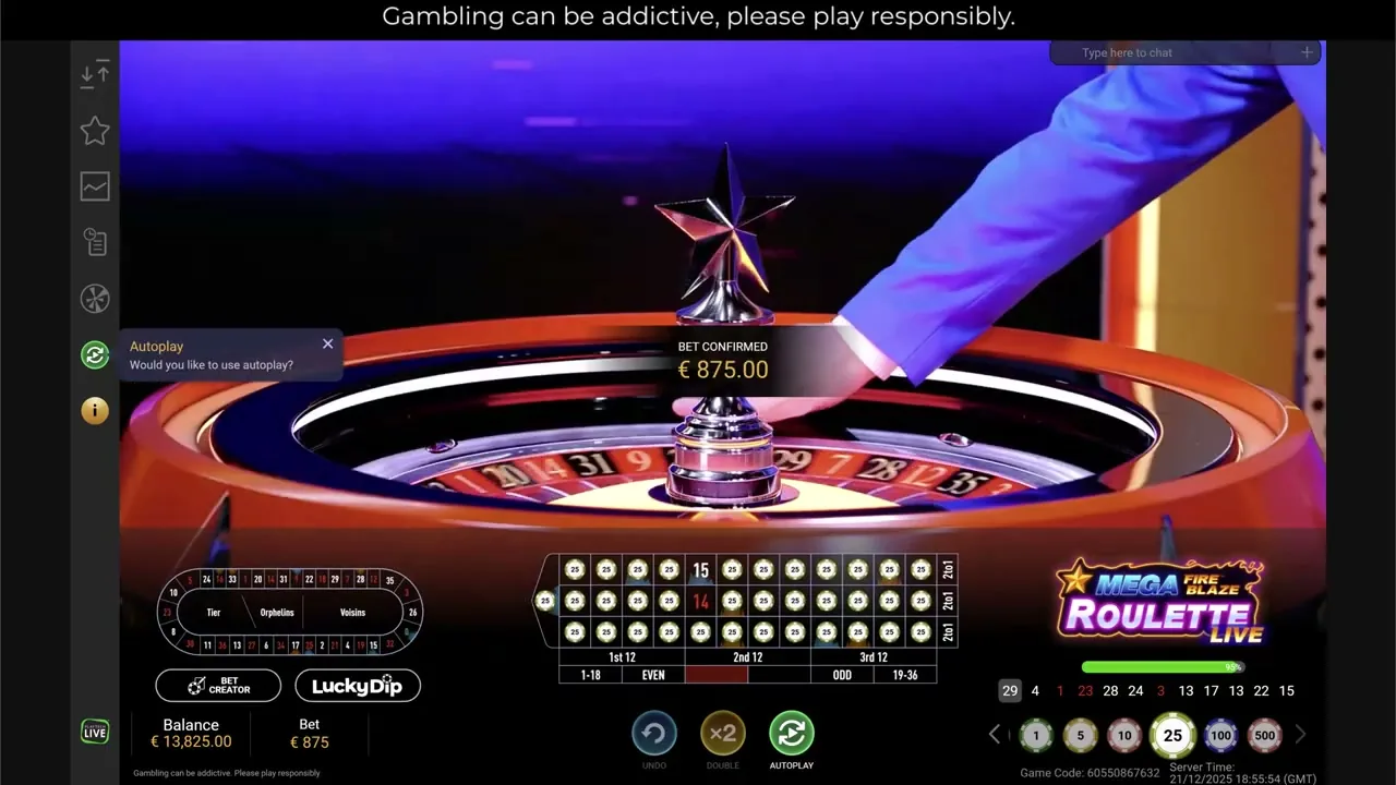 Mega Fire Blaze Ruleta Espana — partida en vivo