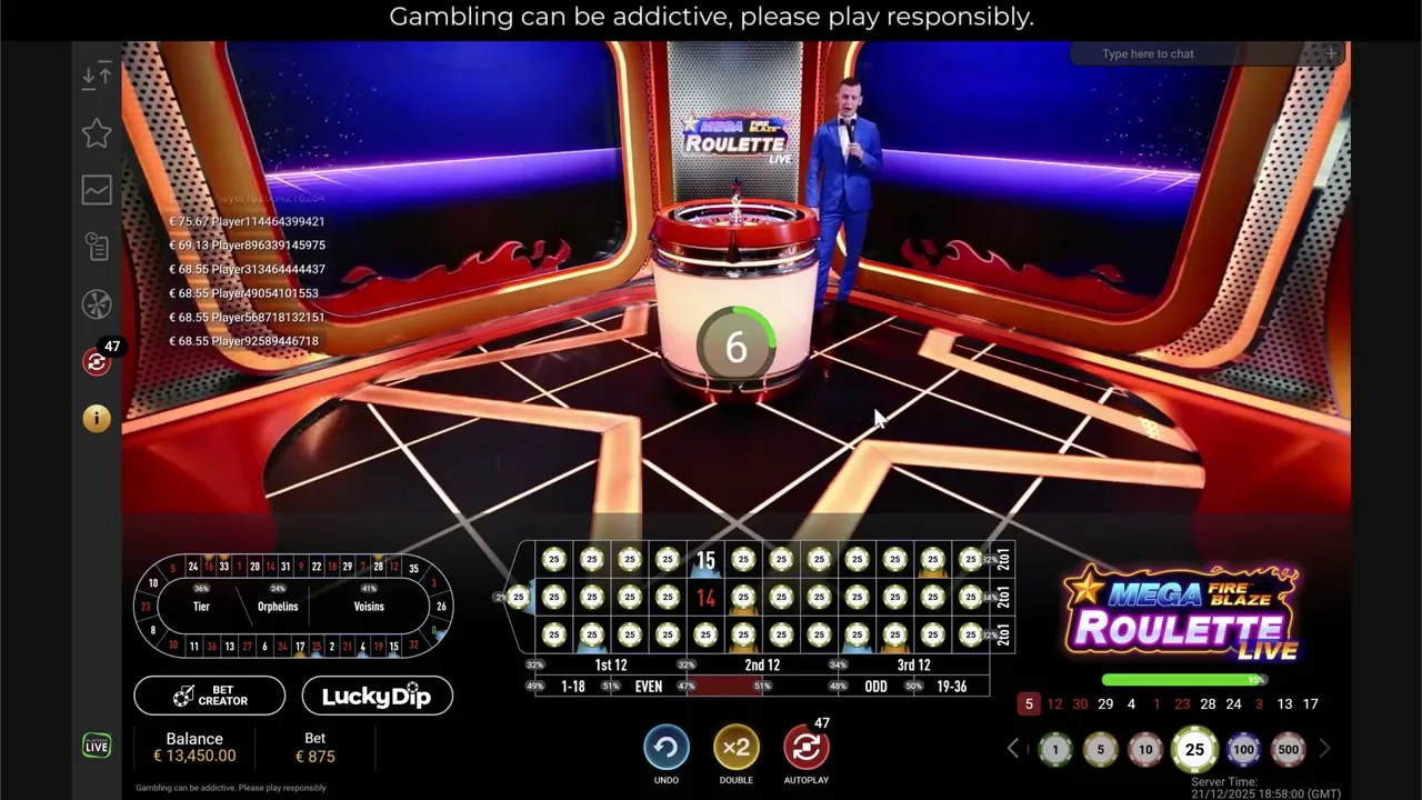 Mega Fire Blaze Ruleta Espana — partida en vivo