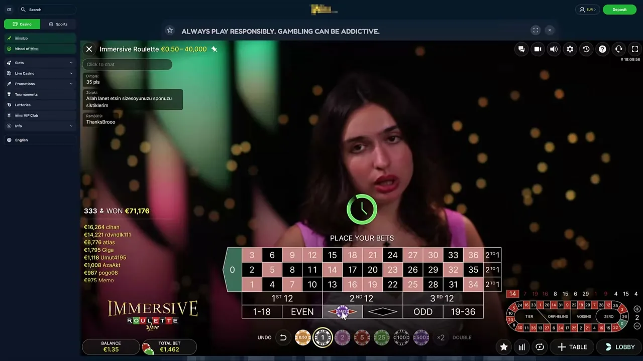 Roulette Live en juego — captura 1