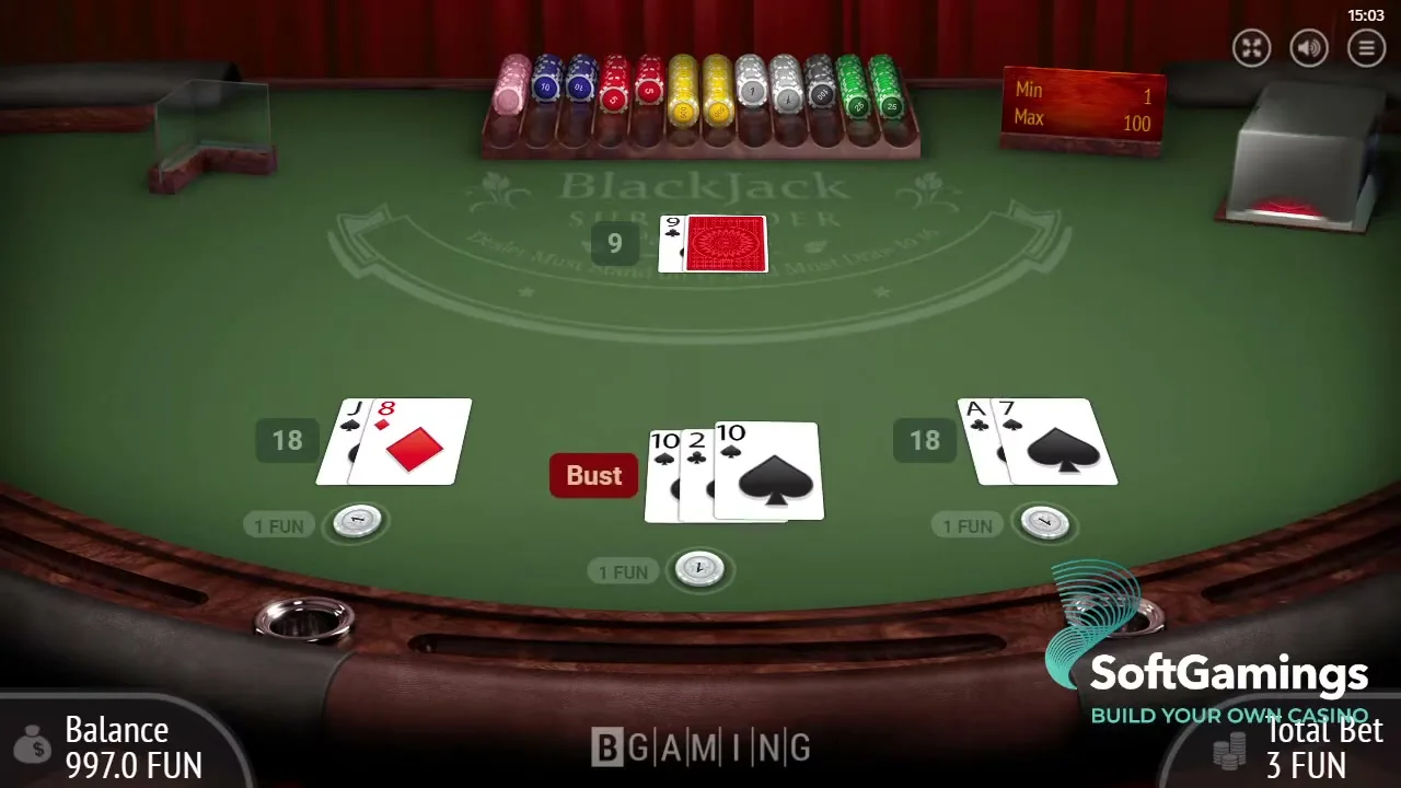 Surrender Multihand Blackjack en juego — captura 1