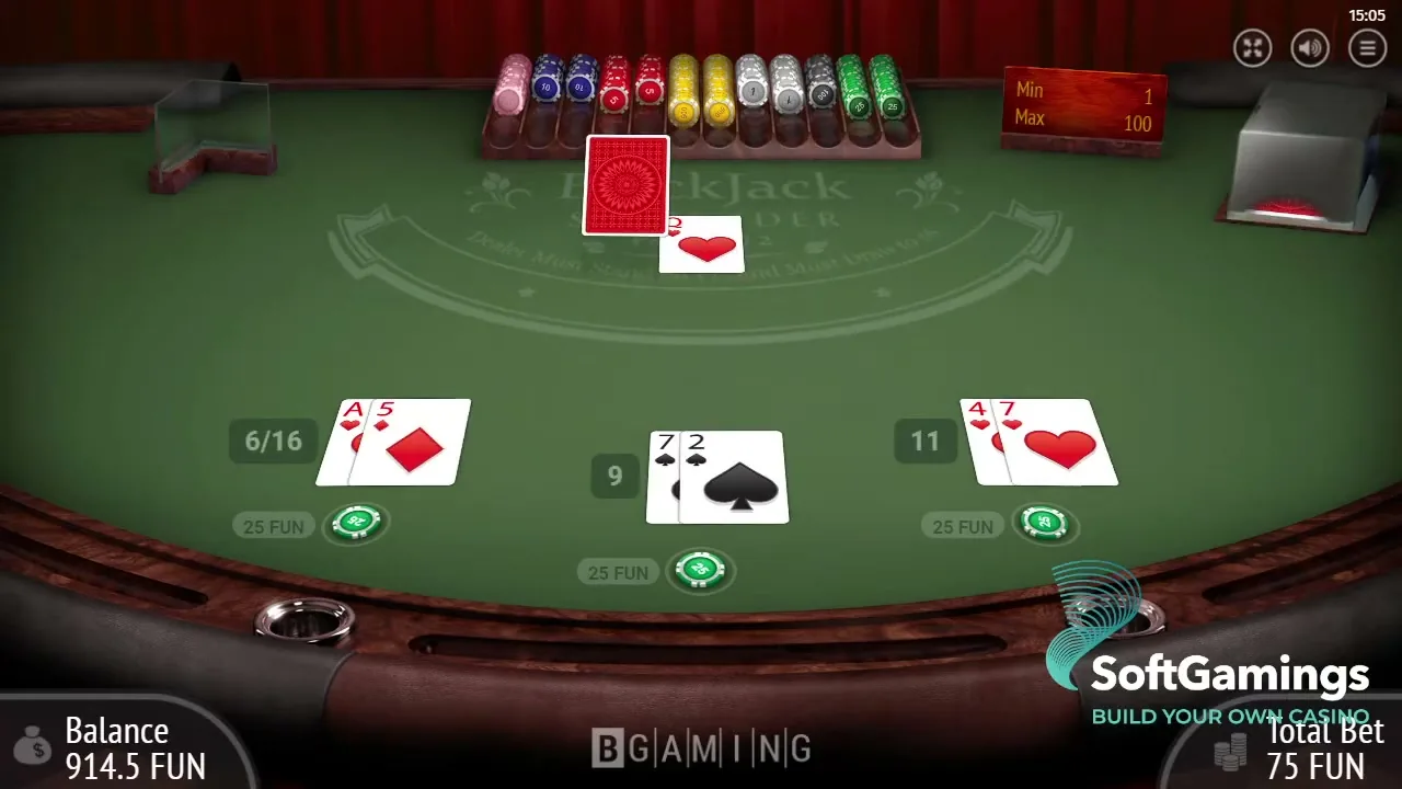 Surrender Multihand Blackjack — partida en vivo